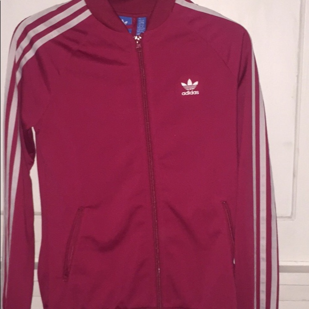 Dark, fuchsia -ish pink adidas jacket